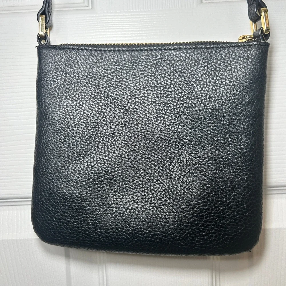 Lauren Ralph Lauren Black Faux‎ Leather Crossbody Bag Small Gold Hardware